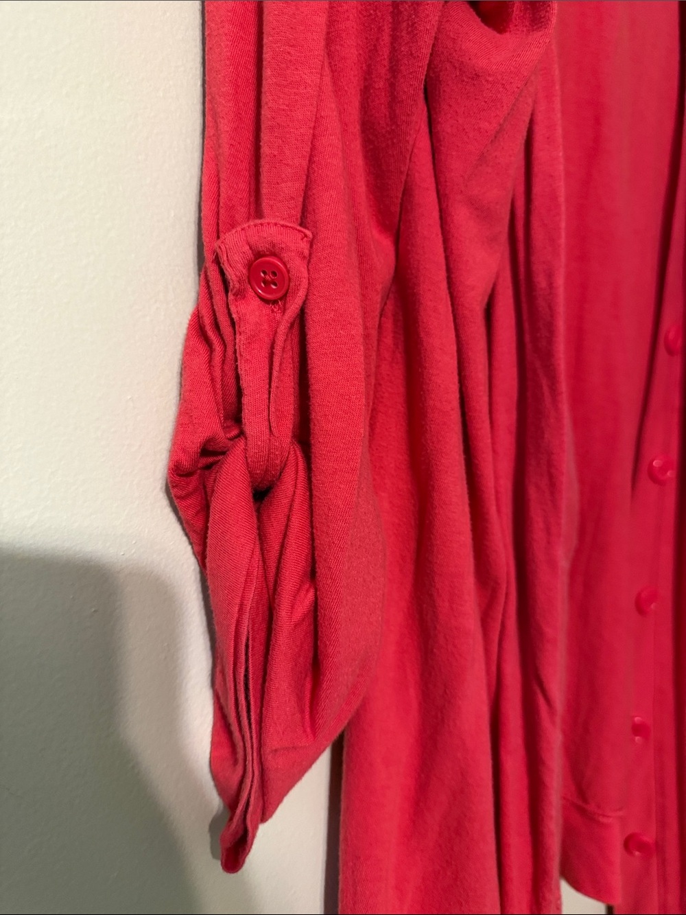 Women’s Open-Front Long Cardigan Sweater - Hot Pink - Picture 3 of 5